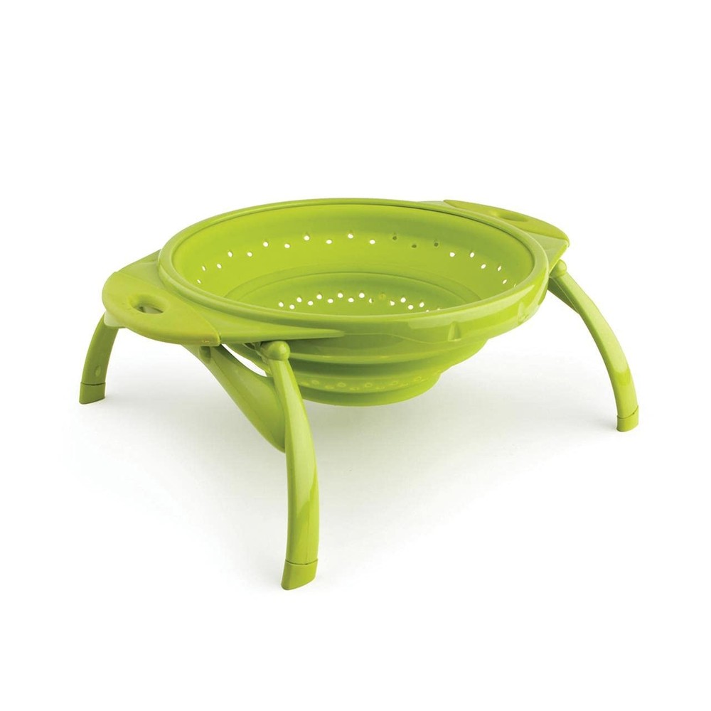 POP Collapsible Silicone Colander, 10 inch diameter, Solid Green