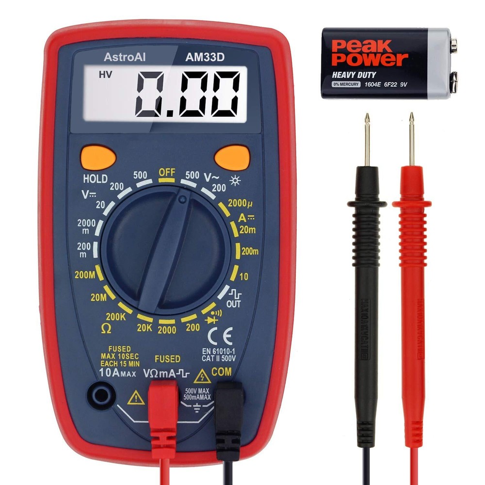 Multimeter Tester 2000 Counts Digital Multimeter w/ DC AC Voltmeter Ohm Volt Amp