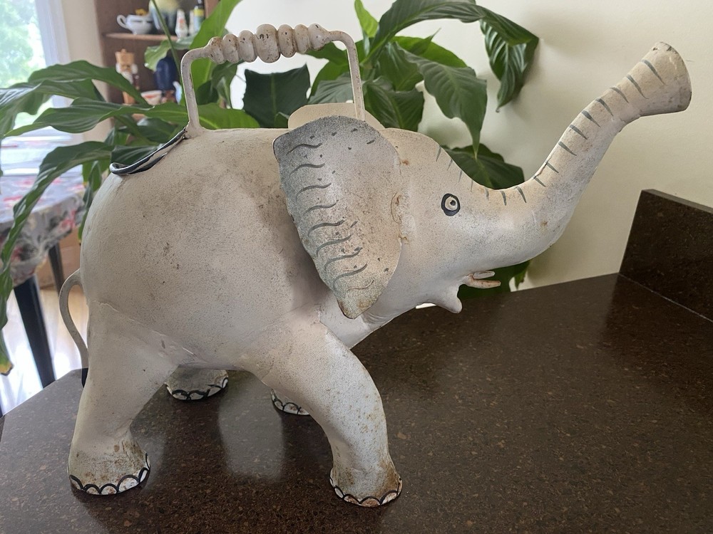 Rustic Metal Elephant Watering Can 15'' X 10''