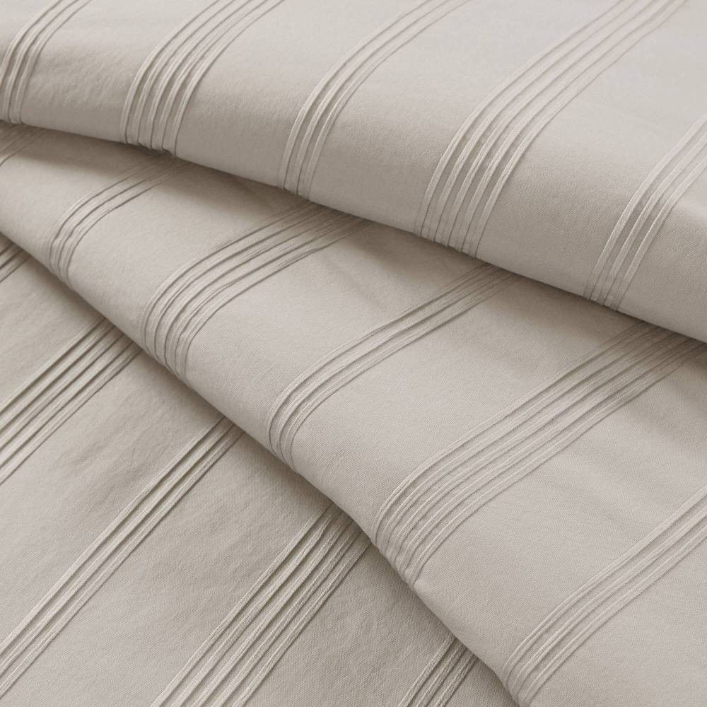 Full Woven Striped Comforter Set, Neutral Bedding for Adults | 7-Piece