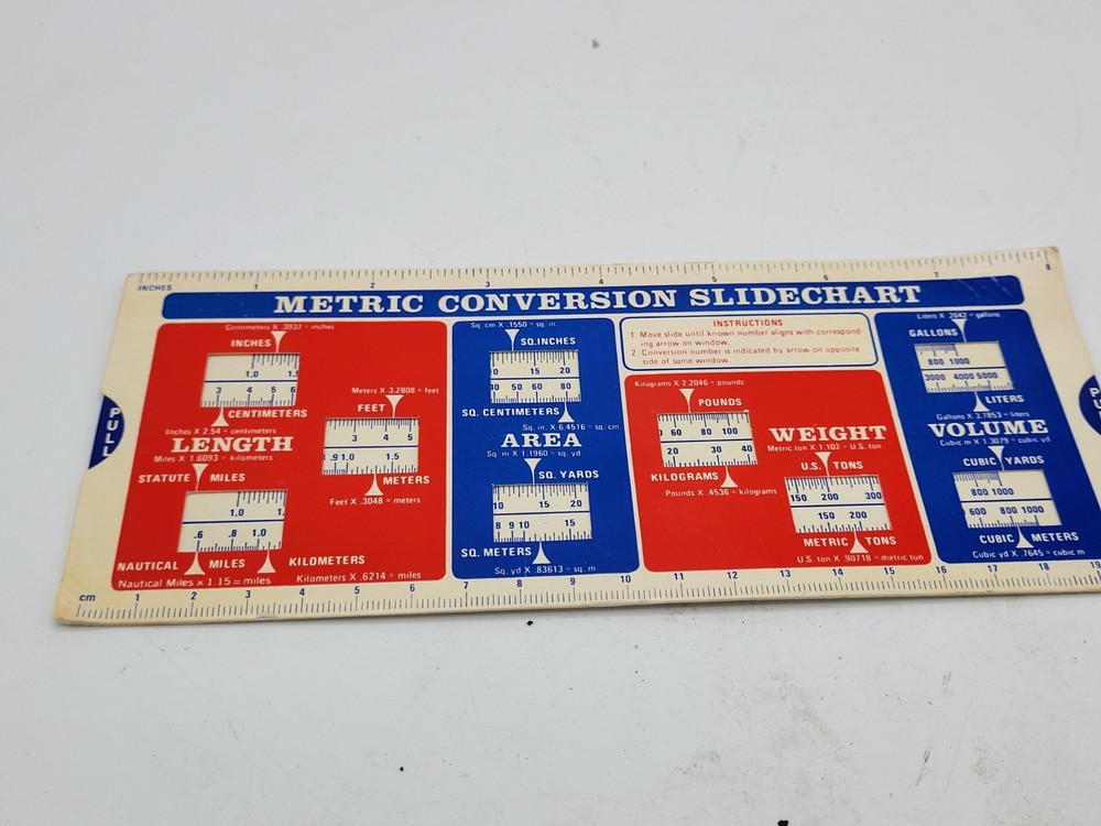 Card Slide 1974 Calculator Biddle & Crowther Metric Conversion Slidechart Vtg