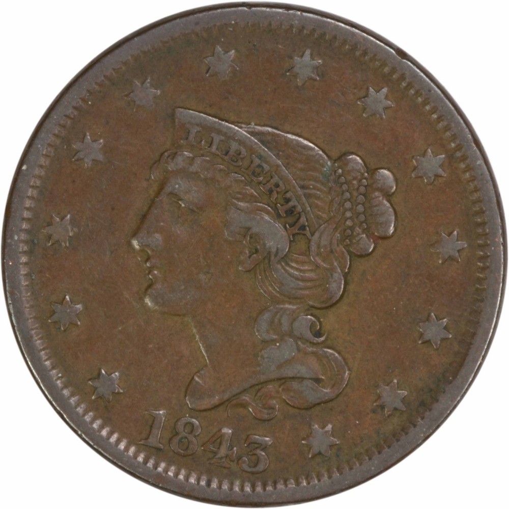 1843 Large Cent Petite/Small Letters VF Uncertified #119