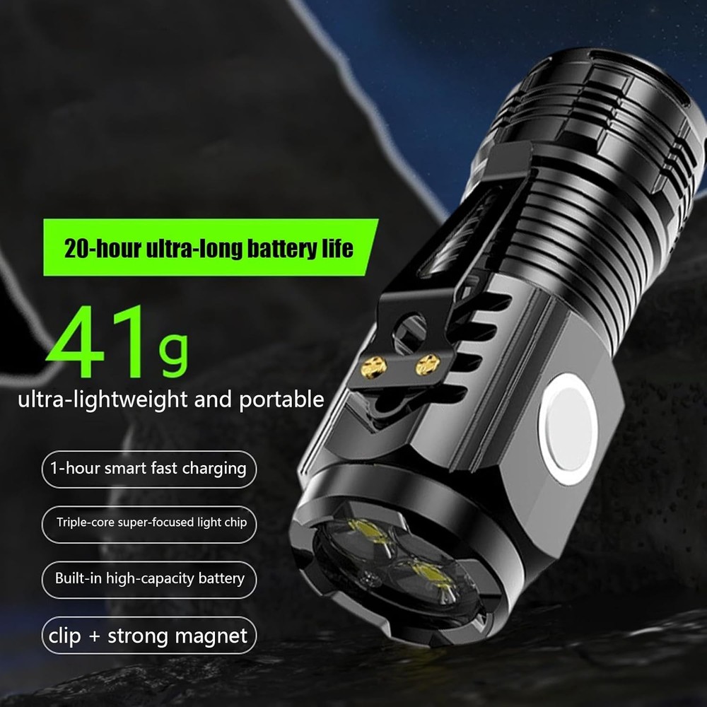 5 Pack Mini LED Flashlight Rechargeable - Waterproof Magnetic Clip Camping