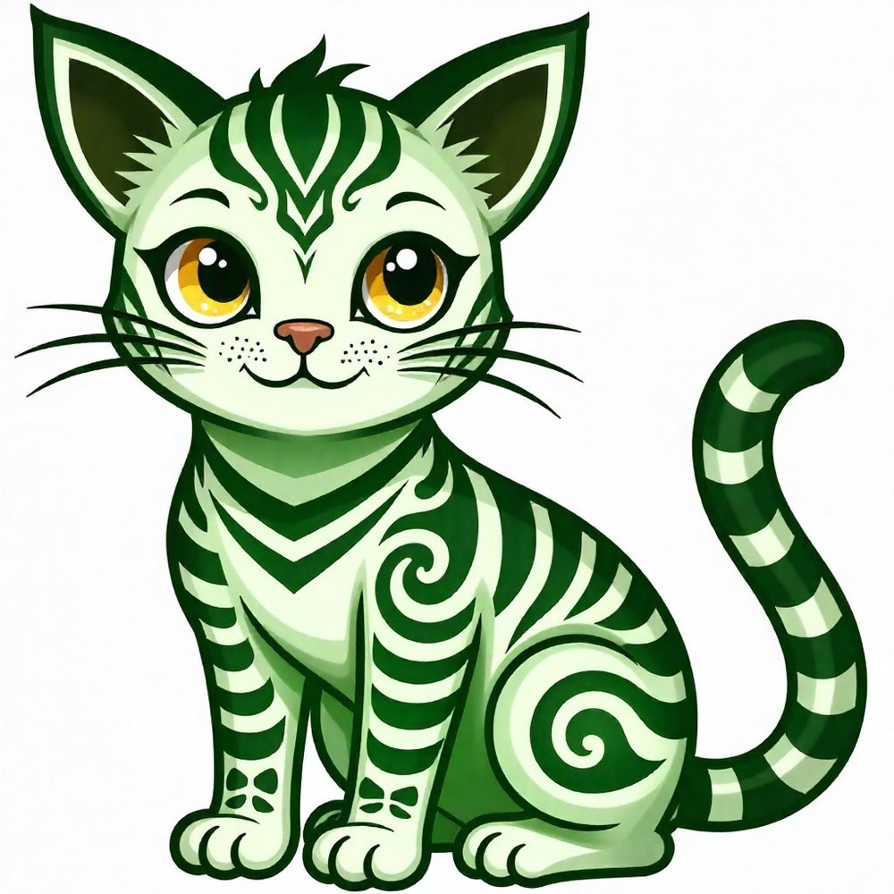 30 Custom Green Tribal Cat Personalized Address Labels