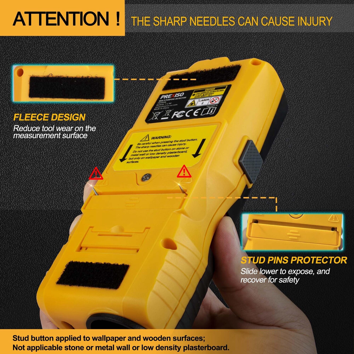 PREXISO 5-in-1 Stud Finder with Laser Level Marking Ultrasound Distance Measures