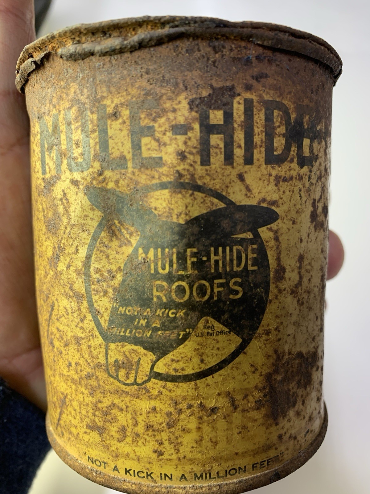 Vintage Mule-Hide Roofs plastic stay-tite cement 1 lb can, The Lehon Co, Chicago