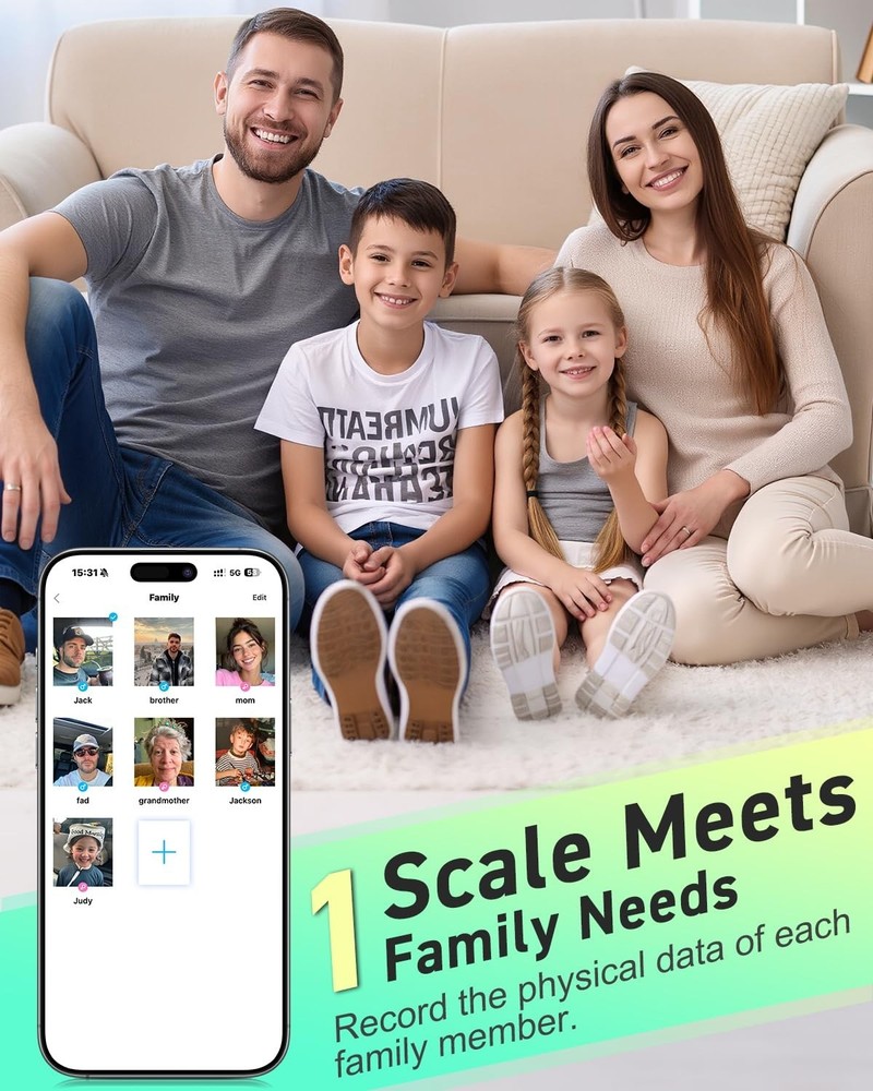 Smart Bathroom Scale with Comprehensive Analysis & Durable Tempered Glass Design