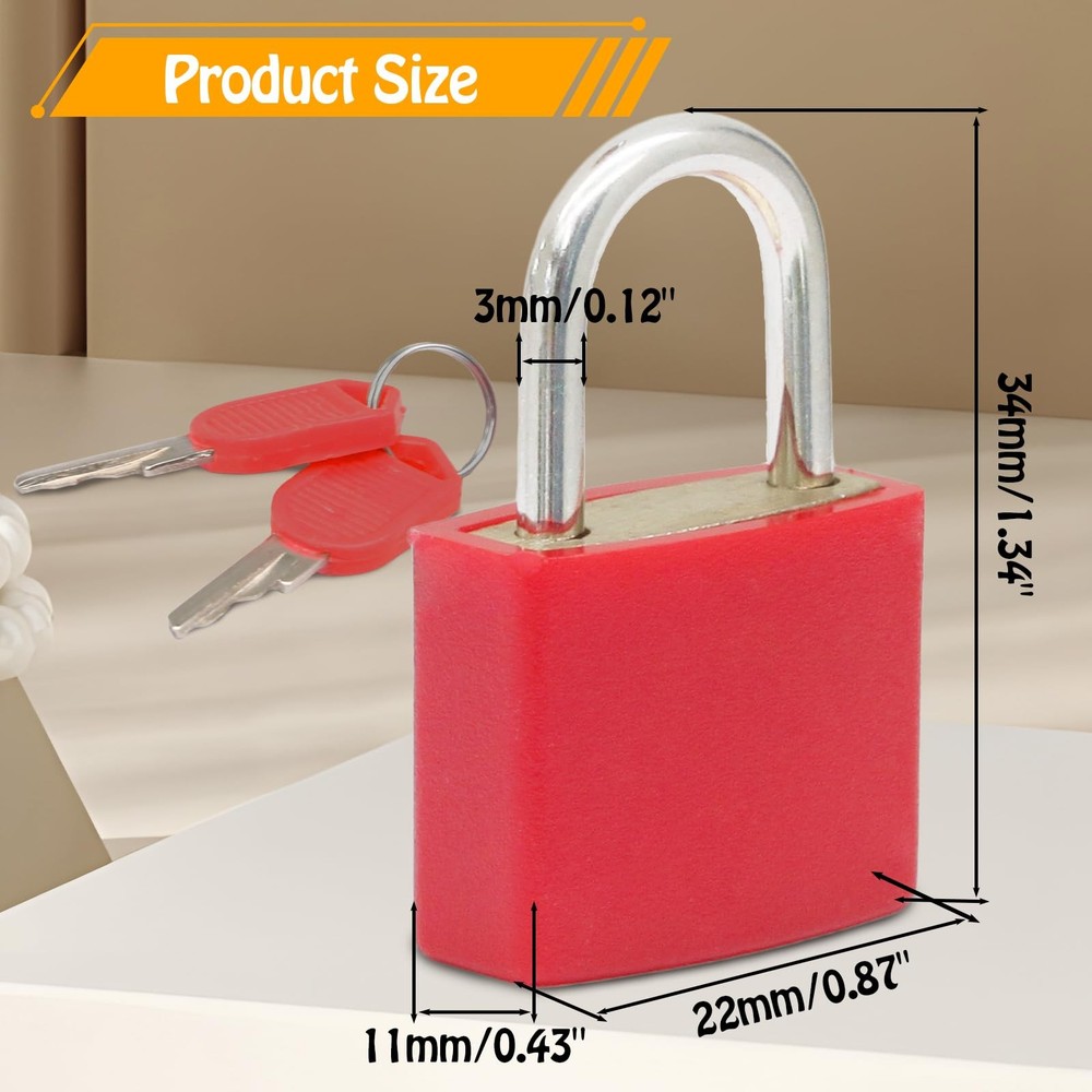 6 Pack Mini Luggage Locks with Keys Multicolor Padlocks