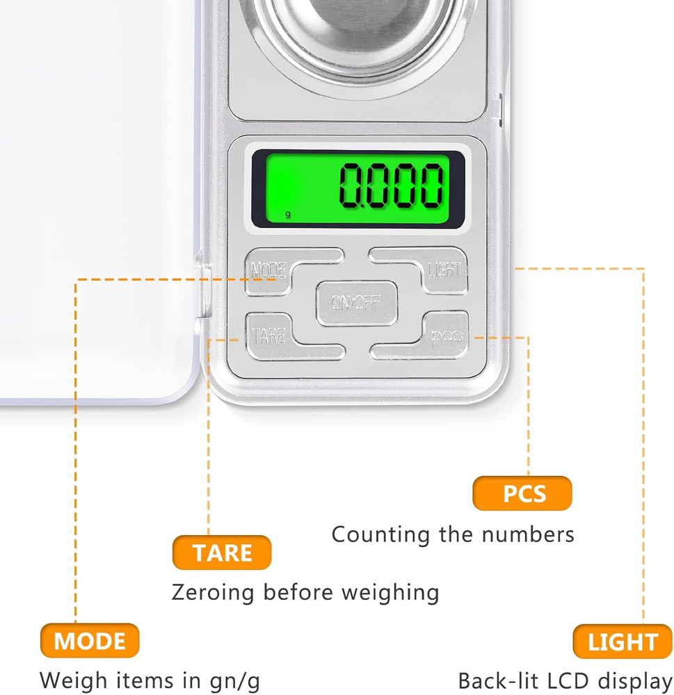 Digital Reloading Scale 1500 Grain / 0.1Gn with LCD Display for Reloading, Weigh