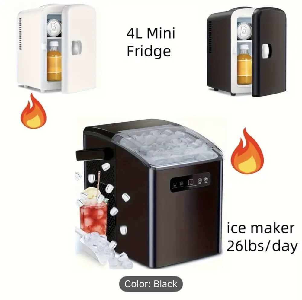 Portable 4L Mini Fridge With Ice Maker