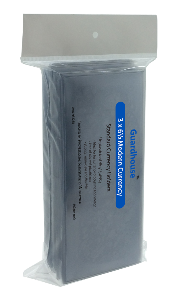 100 Pack Guardhouse Modern Currency Holders (7 mil) Unplasticized 954288
