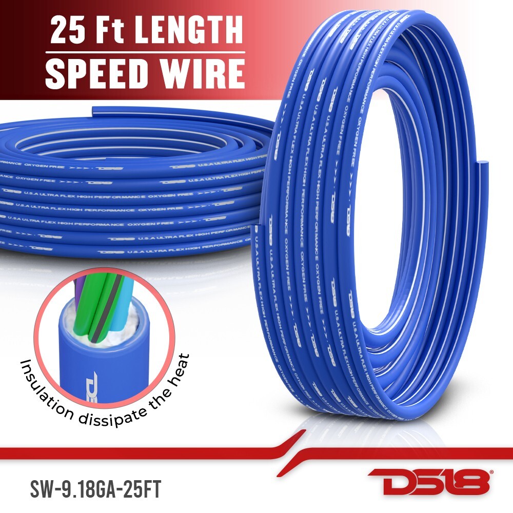 DS18 SW-9.18GA-25FT 9x18-GA Ultra Flex CCA Speed Speaker Wire 25 Ft