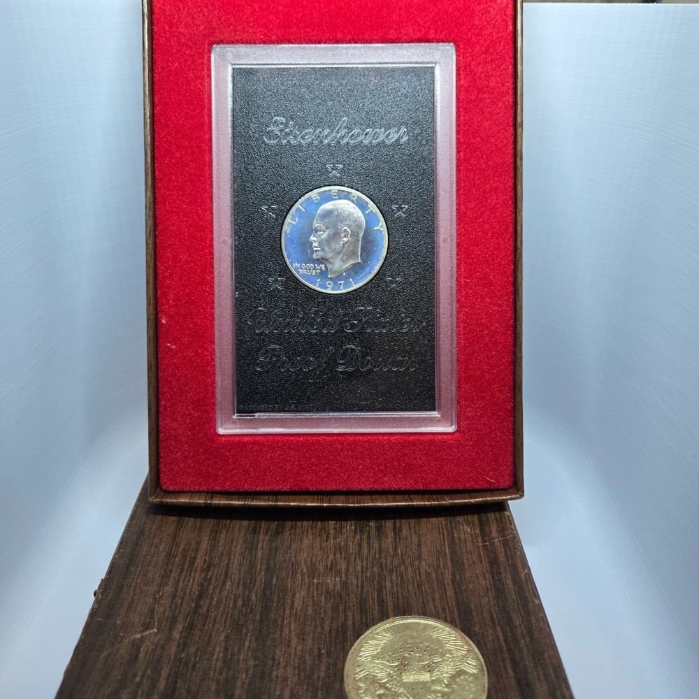 1971-S Eisenhower Proof Silver Dollar Brown Box 40% Silver US Mint Ike