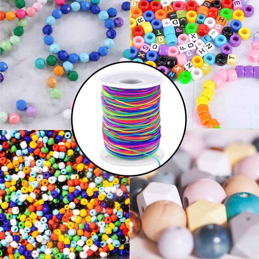 1mm Stretchy Bracelet String, Sturdy Rainbow Elastic String 164 Feet,
