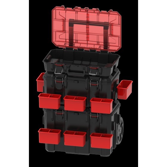 Hyper Tough Hyper Stack 3-Pc Modular Rolling Toolbox System - Black