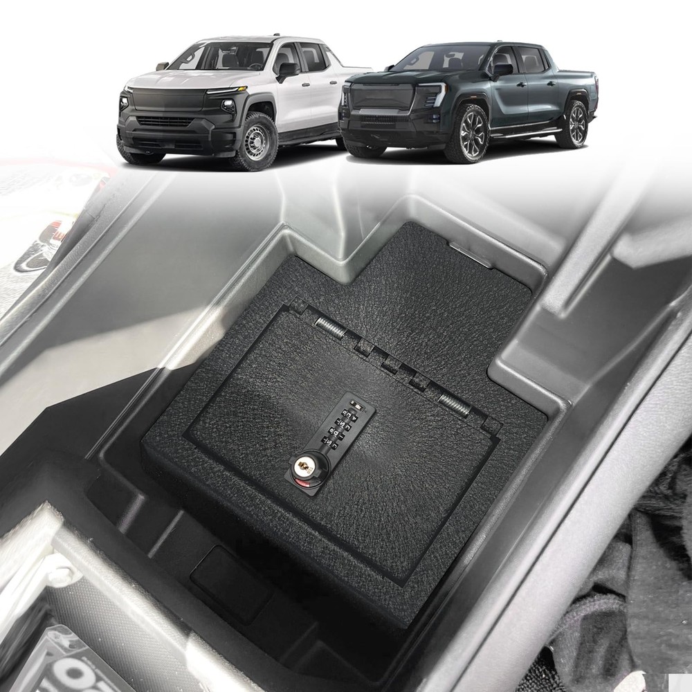 BestEvMod Center Console Safe Vault LockBox Compatible with Chevy Silverado E...