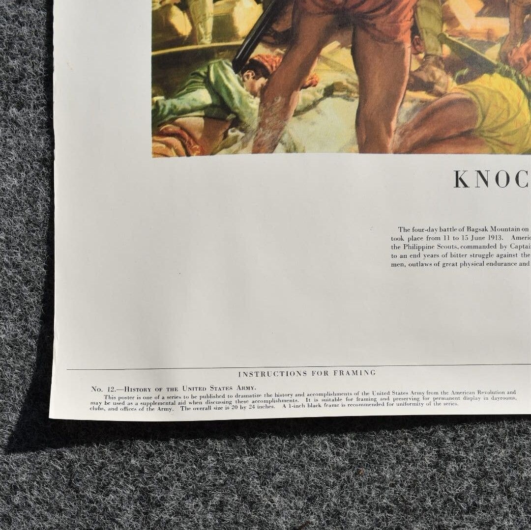 Vintage Knocking Out The Moros US Army In Action Poster Print No 21-48 20" x 24"