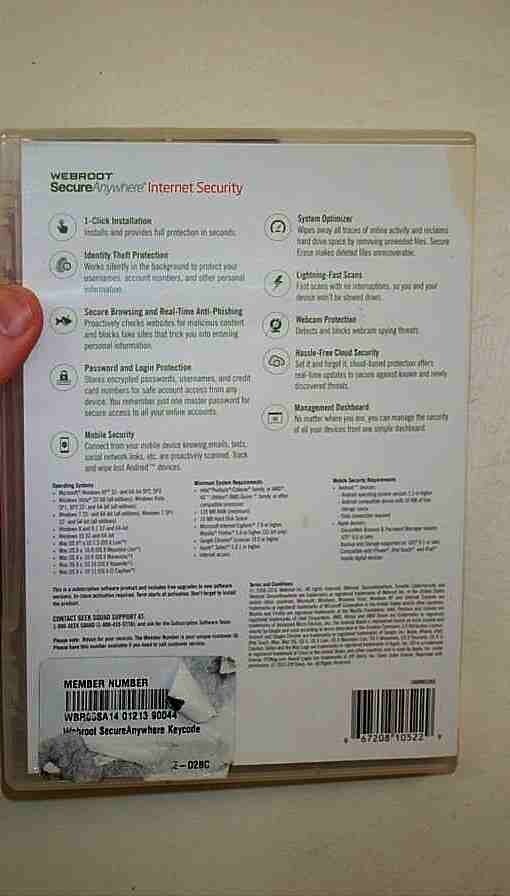 WEBROOT Secure Browsing Internet Cyber SECURITY for your COMPUTER 2006-2016 Disk