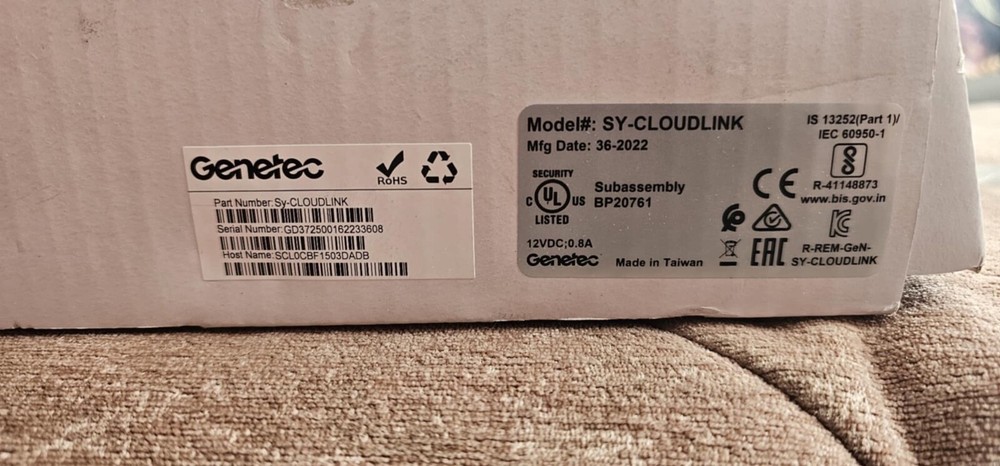 Tested & Working Genetec Synergis Cloud Link SY-Cloudlink Look