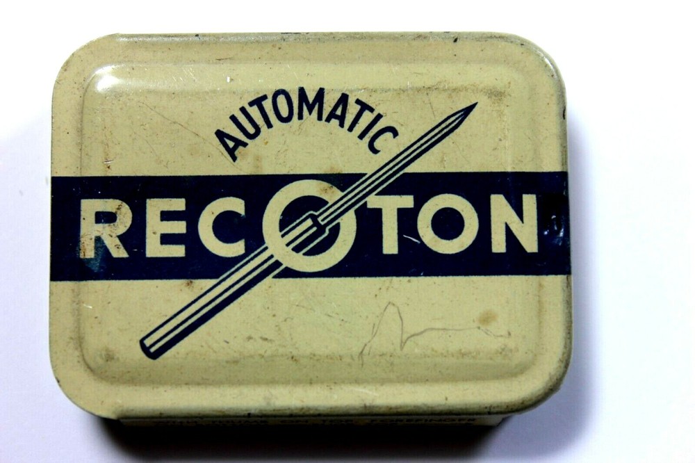 Vintage Automatic RECOTON Phonograph Needles Tin  MADE IN SWITZERLAND