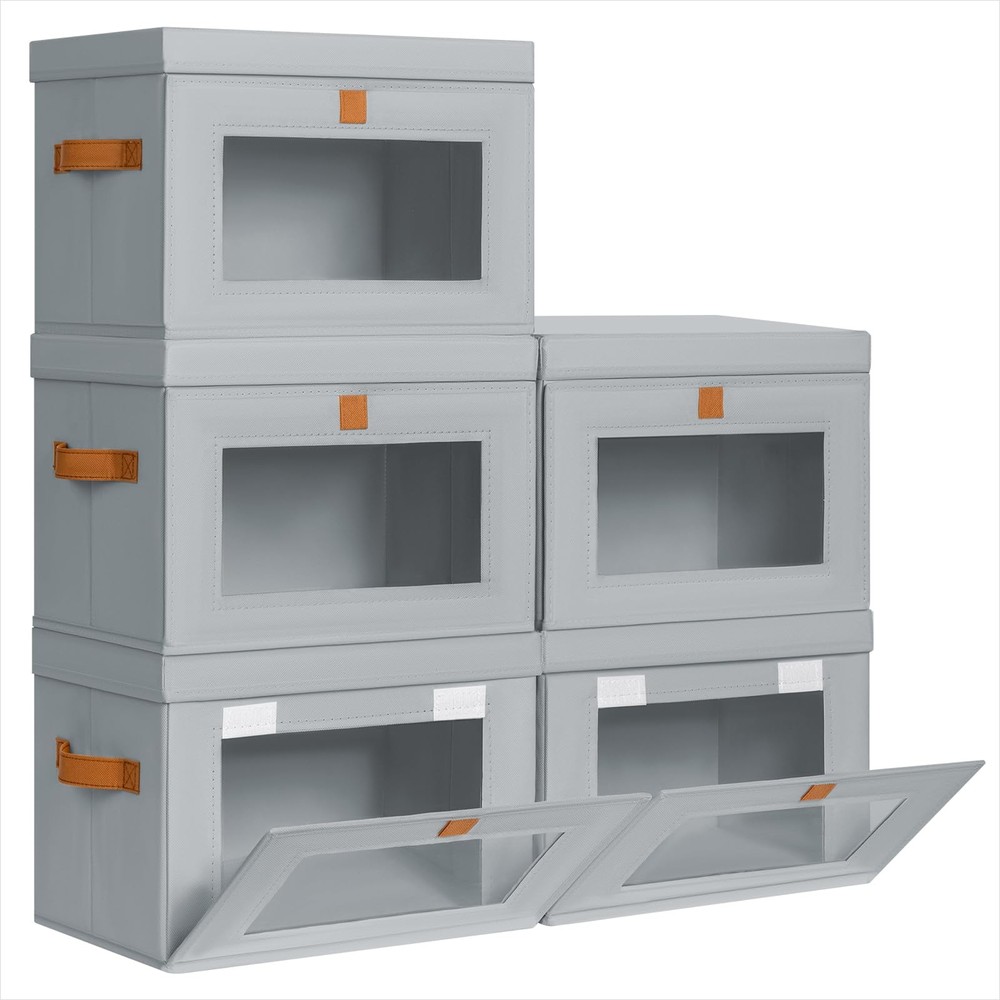 Small Fabric Storage bins - Collapsible Storage Bins with Open Window, 5 Pack...