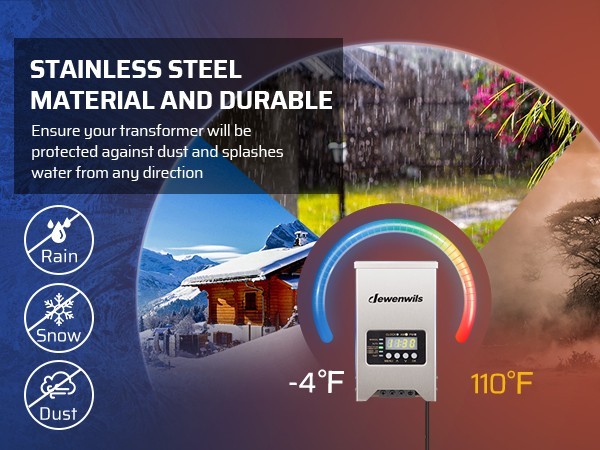 Low Voltage Transformer 200W Outdoor with Photocell Sensor Timer Waterproof