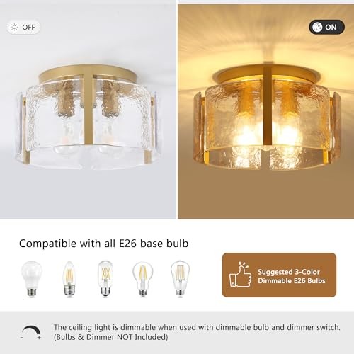 Semi Flush Mount Flush Mount Ceiling Light,15''Modern Hallway Light Gold