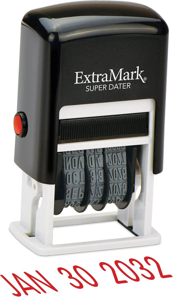 Super Dater Ink Stamp - Self-Inking Rubber Date Stamper - for Documents, Library