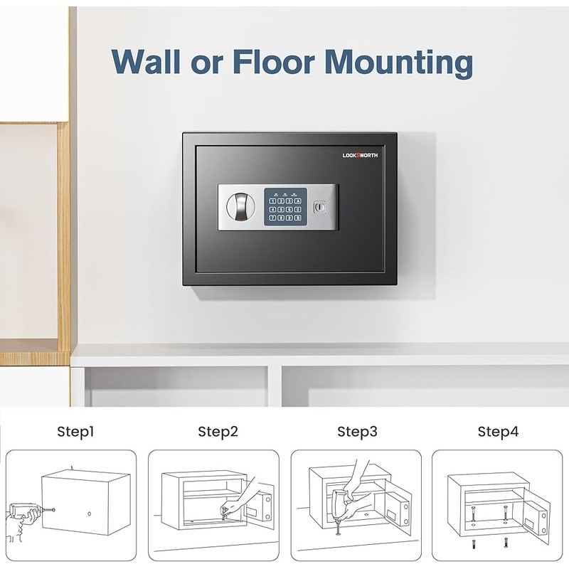 Compact Safe Box Electronic Lock Removable Shelf Anti-Theft Security System New