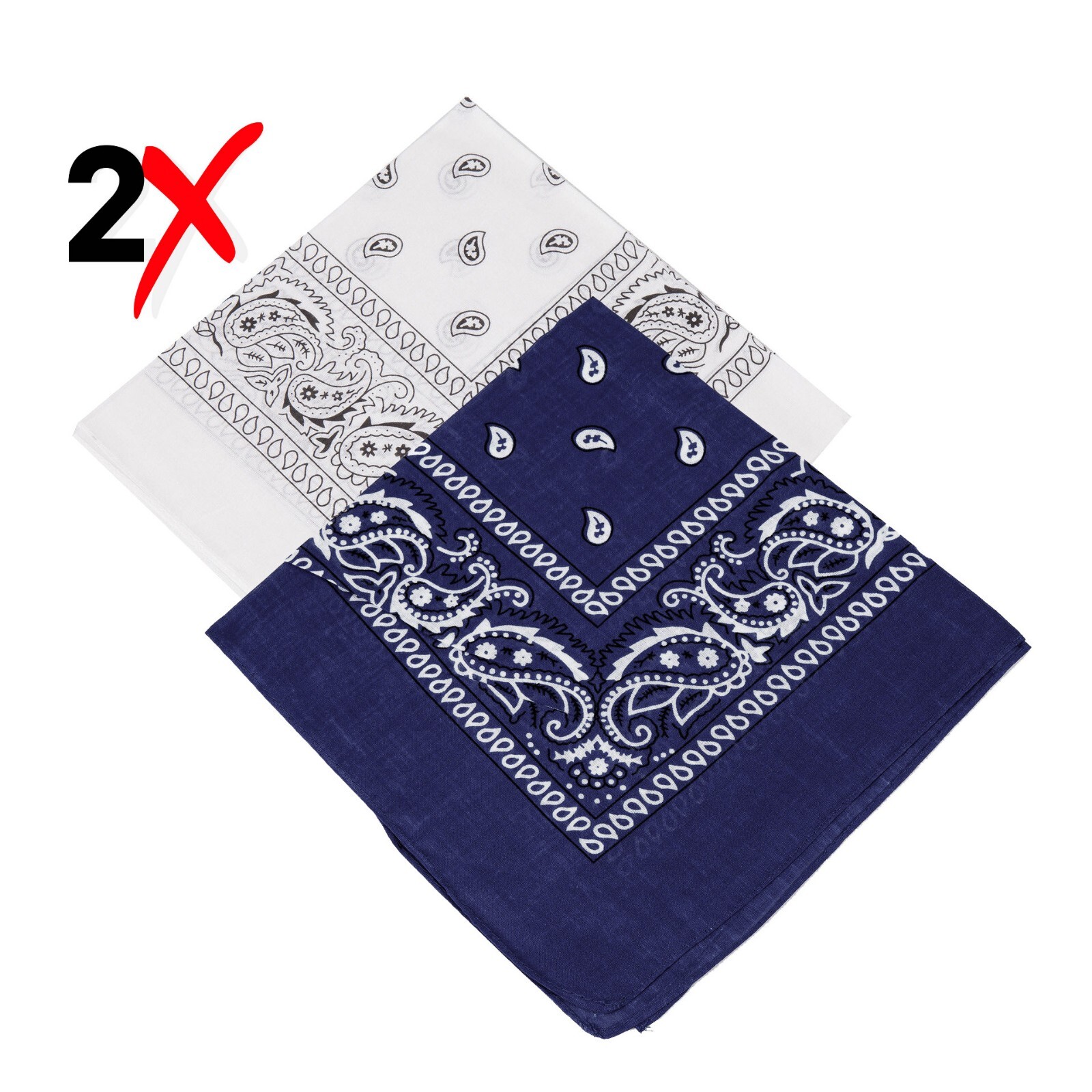 2 Pack Bandana 100% Cotton Paisley Print Double-Sided Scarf Head Neck Face Mask