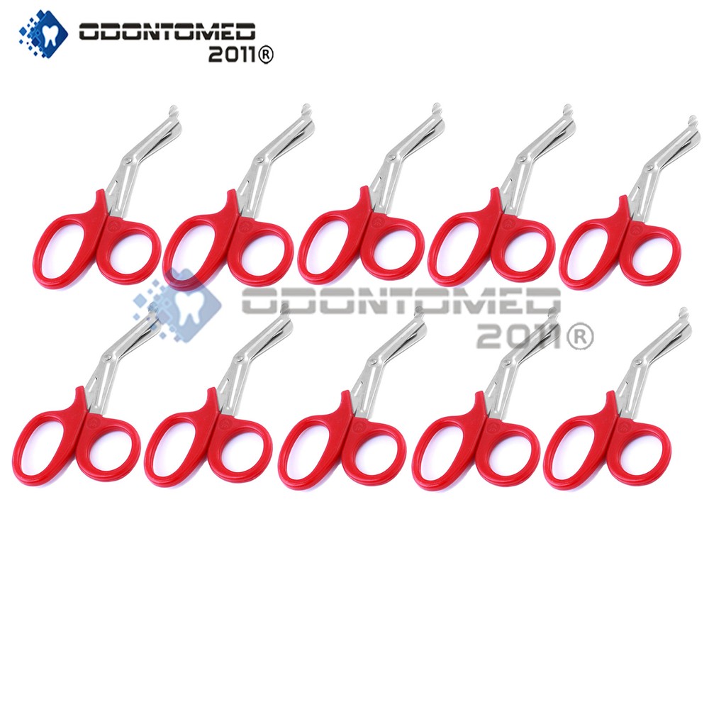 10 Pcs Red Utility Scissors 5.5" Multi-Purpose DIY EMS EMT Universal New Shears