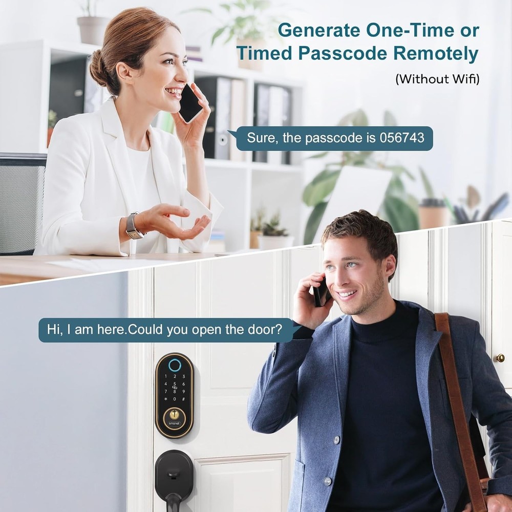 SMONET Front Door Lock Fingerprint Keyless Entry Digital Keypad Smart Deadbolt