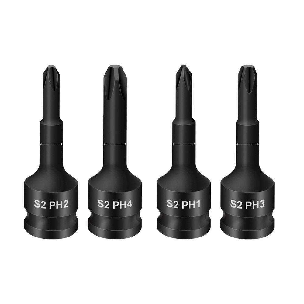 3 8inch Corss Screwdriver Bit Drive Socket Adapter Head PH1 PH2 PH3 PH4