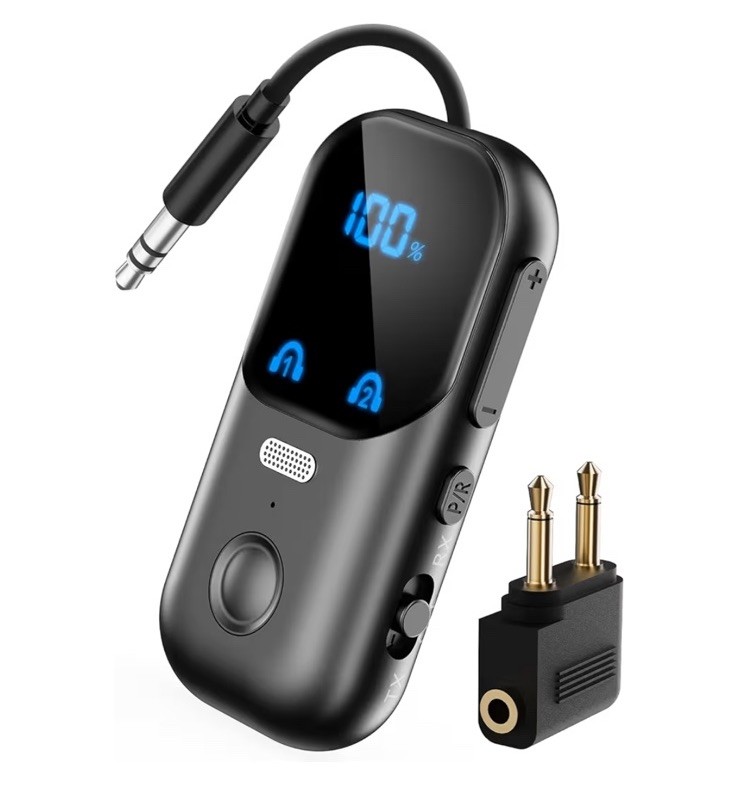 Bluetooth 5.4 Transmitter Receiver for 2 Headphones Airplane TV Adapter