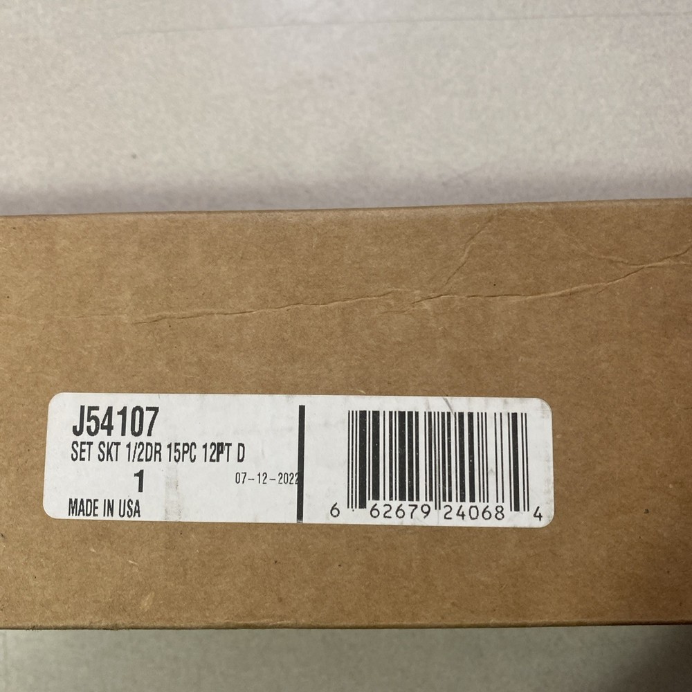 PROTO J54107 Socket Set 1/2" Drive 15 PC 12PTD