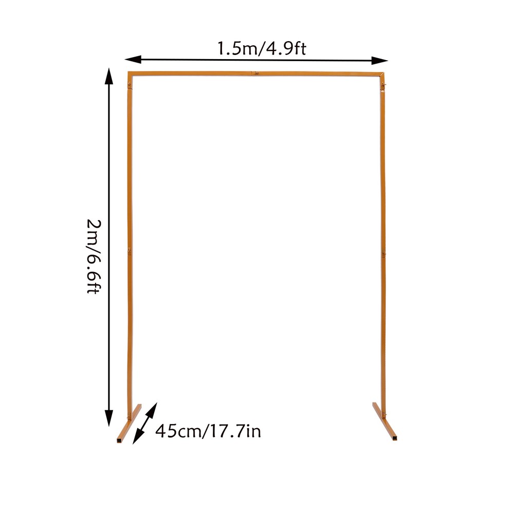 Wedding Arch Rack Rectangular Flower Decor Frame Stand Gold Metal Party Backdrop