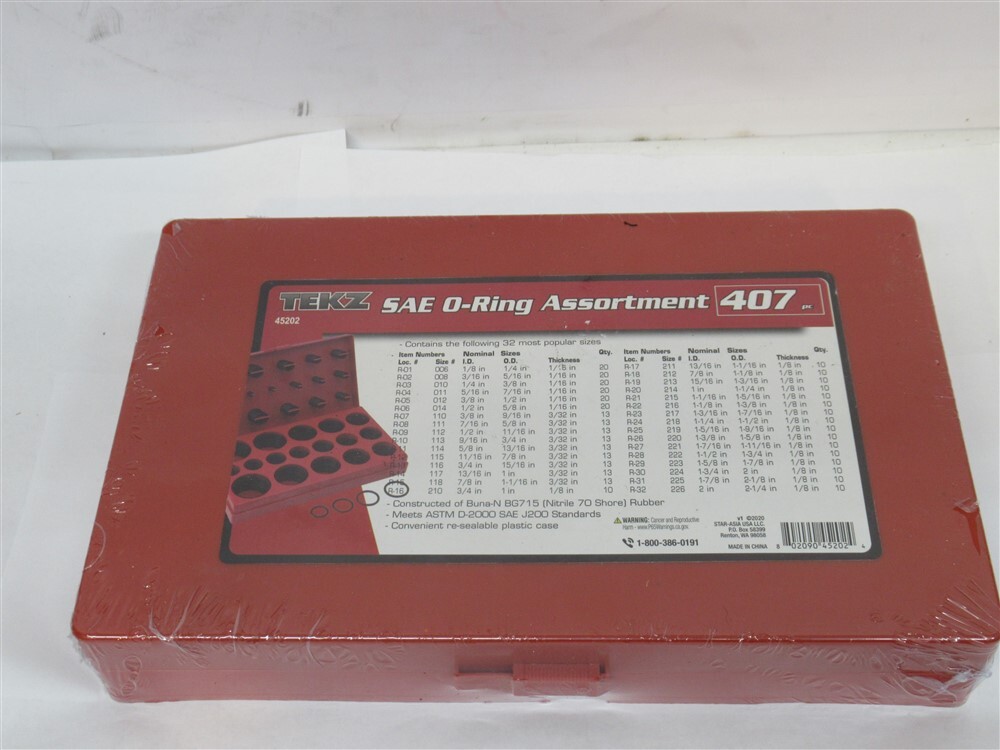 Tekz 45202 , SAE O-Ring Assortment , 407 Pc