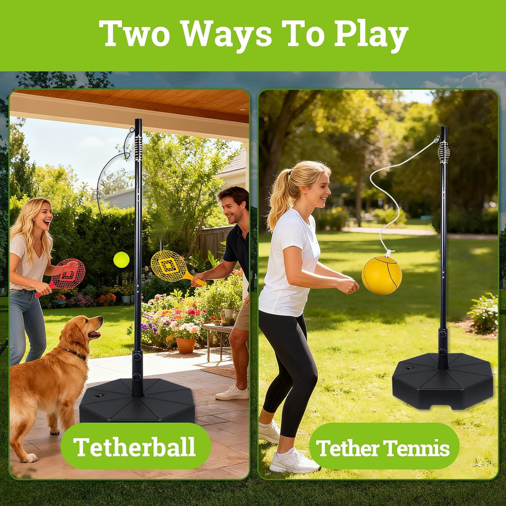 Tetherball Tennis&Tetherball Set with Sturdy Base,Tetherball Equipment for Backy