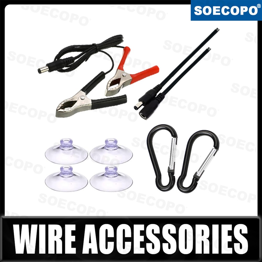Solar Panel Installation Accessory Kit - 4 Suction Cups + 2 Carabiners + CableDj