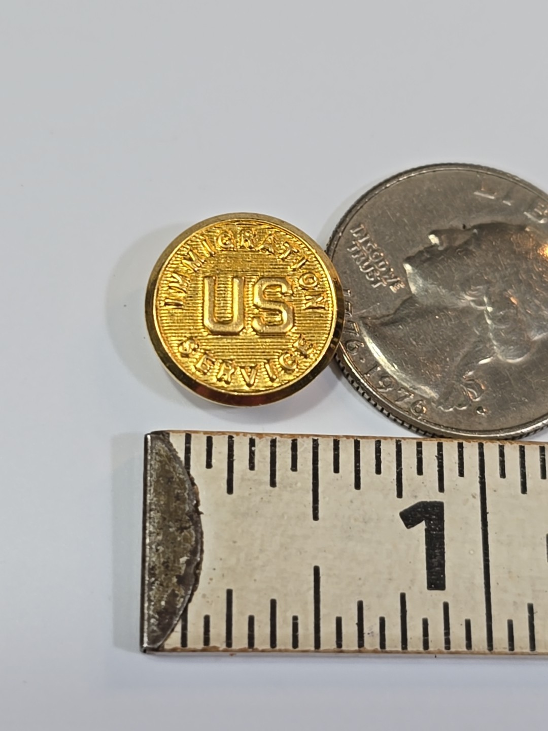 US Immigration Service Tie Tack Lapel Pin Gold Color by Waterbury