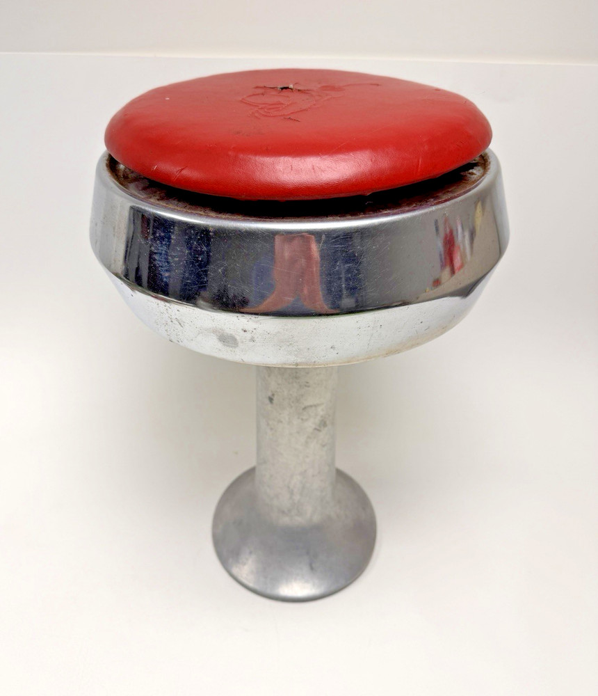 Vintage Diner Bar Swivel Stool - Red Top