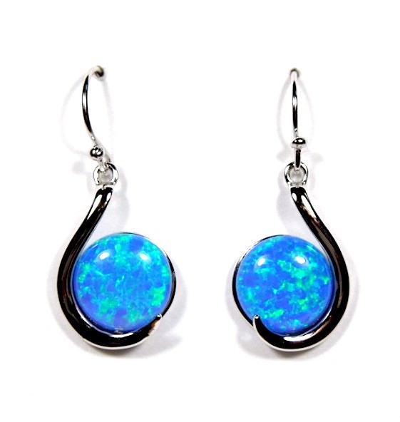 High Quality Blue Fire Opal Solid 925 Sterling Silver Dangle Earrings