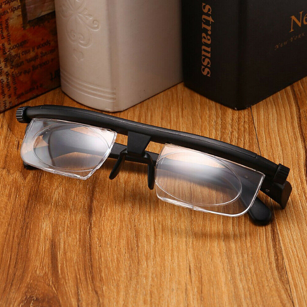 Dial Adjustable Glasses Variable Focus For Reading Distance Vision Eyeglasses US