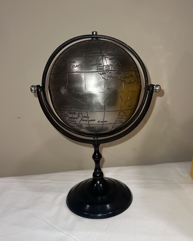 Globe Earth Stand Base Metal Vintage