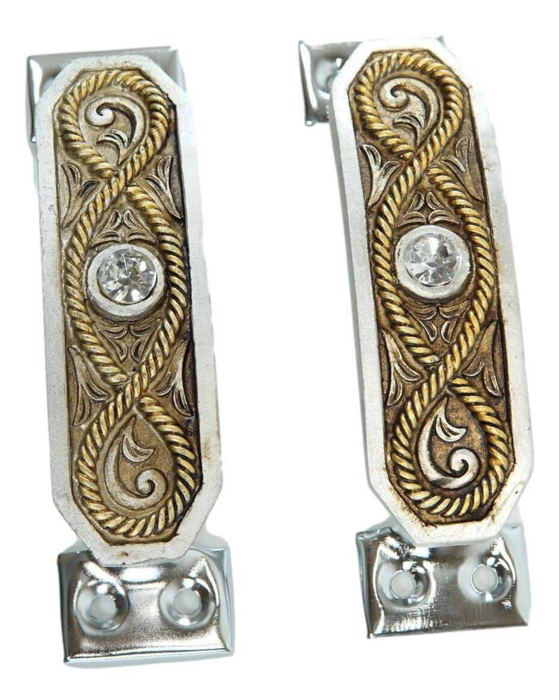 Set Of 2 Rustic Western Braided Ropes Crystal Drawer Cabinet Door Bar Pull Knobs
