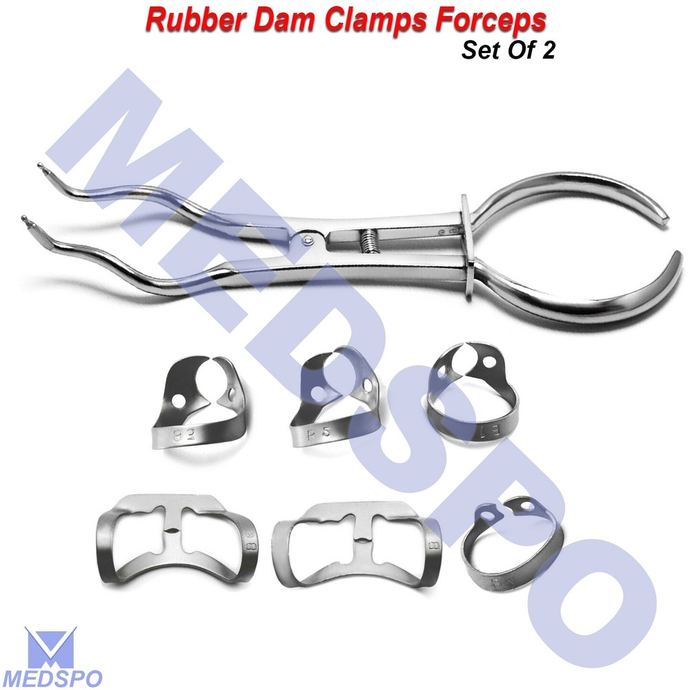 Rubber Dam Brinker Lower-Upper Clamps Brewer Endodontic Forceps Restorative Lab