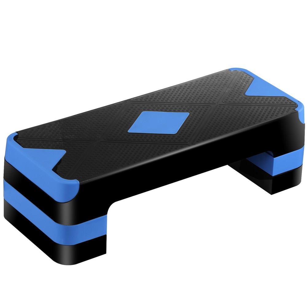 Aerobic Step Platform Exercise Step Adjustable Height 4"-6''-8' w/4 Risers Blue
