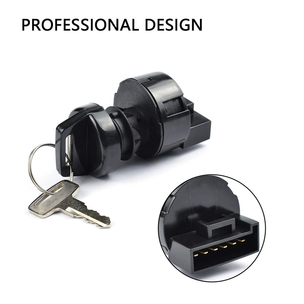 Ignition Switch with Key 3 Position Off/On/Start Compatible Black