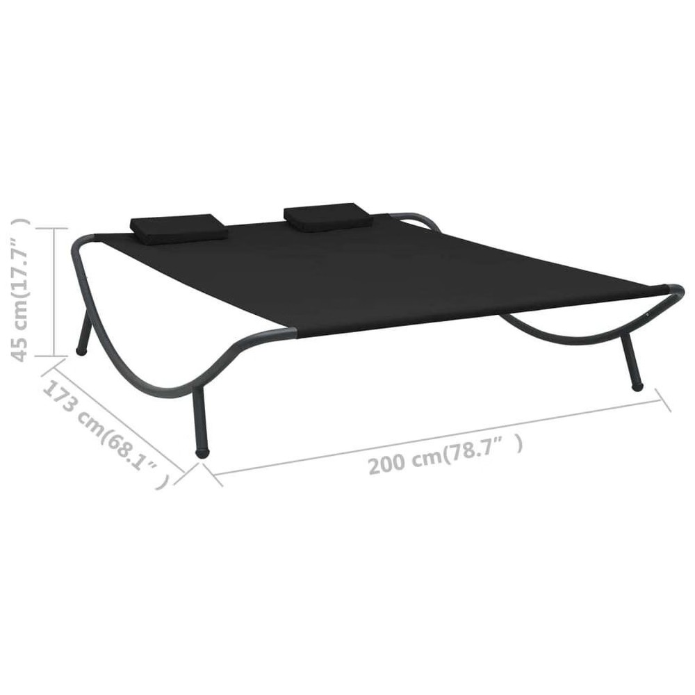 Patio Lounge Bed Fabric Black