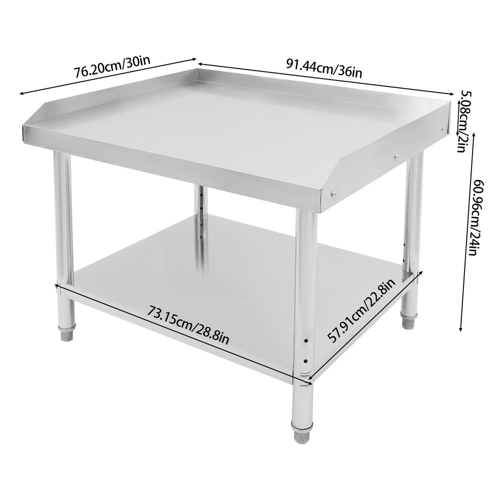 Stainless Steel Adjustable Kitchen Restaurant Work Prep Table With Backsplash